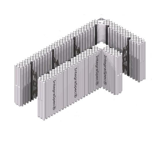 Bloc de coin 90 degrés 6'' (15.2cm) coffrage isolant IntegraSpec® est l'un des produits IntegraSpec® que Les Coffrages Isolants.com à Granby offrent puisque nous sommes un fier distributeur de coffrage isolant IntegraSpec®